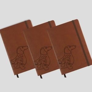 A5 PU LEATHER HARDCOVER DACHSHUND 3PCS (DOT GRID)